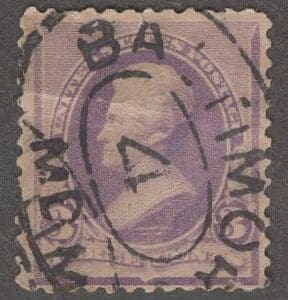 Scott# 221 "JACKSON" USED, BALTIMORE MD DOUBLE OVAL CANCEL