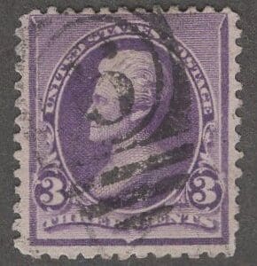 Scott# 221 "JACKSON" USED, NUMERAL 5 DUPLEX CANCEL