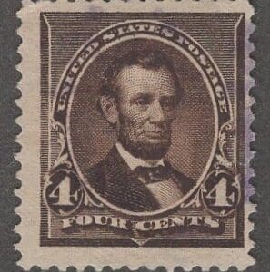 Scott# 222 "LINCOLN" USED, FACE FREE VIOLET CANCEL
