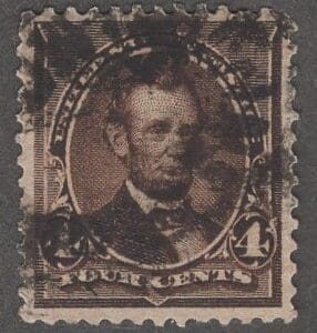 Scott# 222 "LINCOLN" USED, NONDESCRIPT CANCEL, WELL CENTERED
