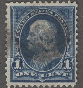 Scott# 264 "FRANKLIN" DLWMK, USED, BARELY CANCELLED * SEE DETAILS #