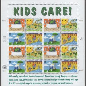 Scott# 2951-54 "KIDS CARE" FULL SHEET (16) NICELY CENTERED