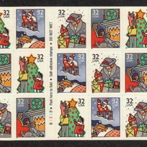 Scott# 3113-16 (3116a) "CHRISTMAS FAMILY SCENES" UNFOLDED BOOKLET PANE (20) P# B3333