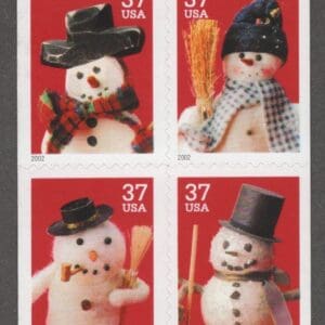 Scott# 3684-87 (3687b) "HOLIDAY SNOWMEN" UNFOLDED BKLET (20) P# S1111