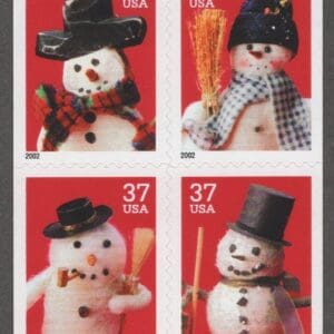 Scott# 3684-87 (3687b) "HOLIDAY SNOWMEN" UNFOLDED BKLET (20) P# S2222