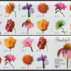 Scott# 4176-85 (4185a) "BEAUTIFUL BLOOMS" DOUBLE SIDED BOOKLET PANE (20)