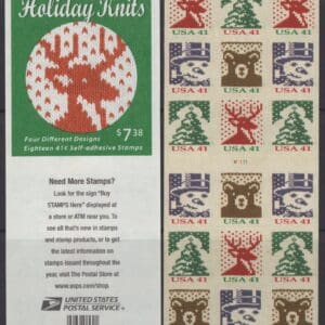 Scott# 4215-18 (4218b) HOLIDAY KNITS" MNH ATM BOOKLET PANE (18) P# V1111