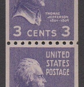 Scott# 851 "THOMAS JEFFERSON-PRESIDENTIAL SERIES" COIL PAIR, MNH