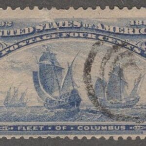 Scott # 233 "COLUMBIAN - FLEET of COLUMBUS" USED, BULLSEYE CANCEL