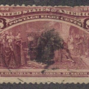 Scott# 236 "COLUMBIAN - RESTORED TO FAVOR" CORK CANCEL GRADE "B"