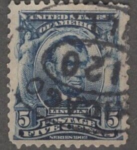 Scott # 304 "LINCOLN" ORNATE SERIES, USED, CHICAGO DBL OVAL CANCEL