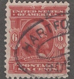 Scott# 305 "GARFIELD-20th U.S. PRESIDENT" USED, HARTFORD CT DBL OVAL