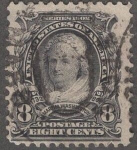 Scott # 306 "MARTHA WASHINGTON" USED, MASS. DOUBLE OVAL CANCEL