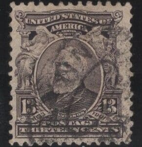 Scott# 308 "HARRISON - ORNATE SERIES" USED, BOSTON DOUBLE OVAL