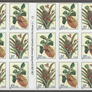 Scott# 3127a (3126-27) "BOTANICAL PRINTS" MNH BOOKLET PANE (20) P# S33333