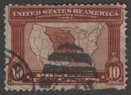 Scott# 327 "LOUISIANA PURCHASE-MAP" CDS & DUPLEX CANCELS "B"