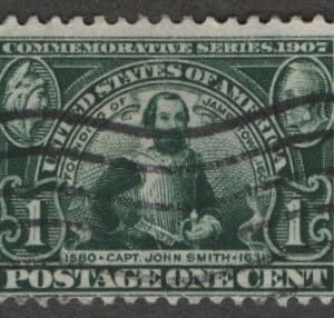 Scott# 328 "JAMESTOWN EXPO-JOHN SMITH" USED, FLAG CANCEL