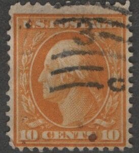Scott# 338 "WASHINGTON" USED, NUMERAL 3 DUPLEX CANCEL