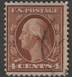 Scott# 334 "WASHINGTON" USED, FACE FREE CANCEL, NICELY CENTERED