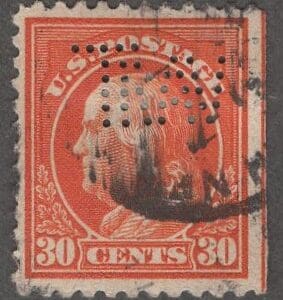 Scott# 516 "FRANKLIN" USED, CDS CANCEL, T81c PERFIN - TRAVELERS