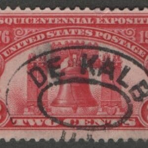 Scott# 627 "LIBERTY BELL" USED, DE CALB ILL DOUBLE OVAL CANCEL