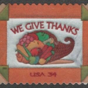 Scott# 3546 "WE GIVE THANKS - HORN OF PLENTY" USED SINGLE