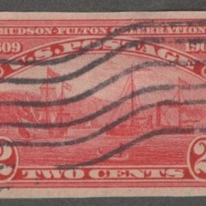 Scott# 373 "HUDSON FULTON" IMPERF, FLAG CANCEL, VERY NICELY CENTERED