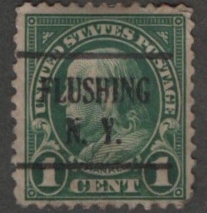 Scott# 552 "FRANKLIN" FLUSHING, N.Y. PRECANCEL, NICELY CENTERED