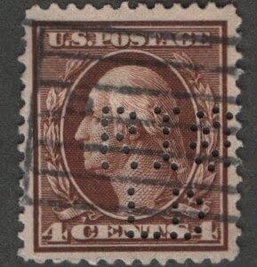 Scott# 377 WASHINGTON BAR GRID CANCEL+R87 PERFIN, NICELY CENTERED