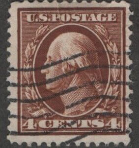 Scott# 377 "WASHINGTON" USED SINGLE, FLAG CANCEL, NICELY CENTERED
