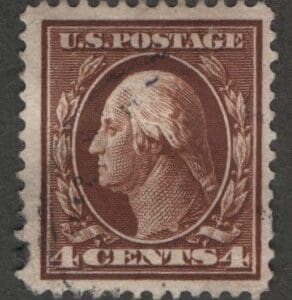 Scott# 377 "WASHINGTON" USED SINGLE, LITE CANCEL, NICELY CENTERED