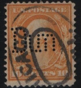 Scott# 381 "WASHINGTON" USED, CHICAGO DBL OVAL & D122 "B+" PERFIN