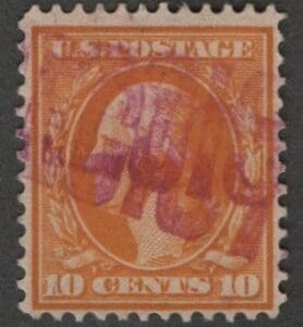 Scott# 381 "WASHINGTON" USED PERF 12, INVERTED RED LETTERS CANCEL