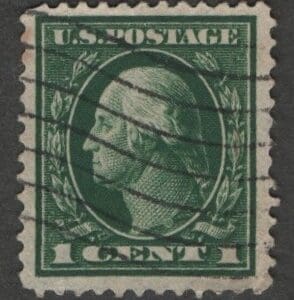 Scott# 405 WASHINGTON USED, FLAG CANCEL, NICELY CENTERED