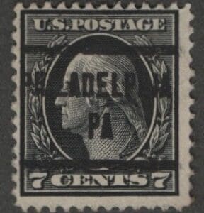 Scott# 407 "WASHINGTON" PERF 12, PHILADELPHIA, PA PRECANCEL