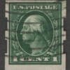 Scott# 408 "WASHINGTON" USED, SCHERMACK TYPE II PERFS, FLAG CANCEL