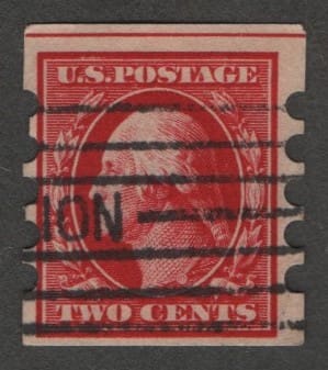 Scott# 384 "WASHINGTON" USED, MAILOMETER TYPE IV, BAR GRID CANCEL