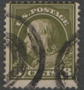 Scott# 414 "FRANKLIN" USED WITH A BLIND DOUBLE OVAL CANCEL