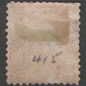Alternative view of Scott# 415 "FRANKLIN" USED PERF 12, WORCESTER MASS CANCEL
