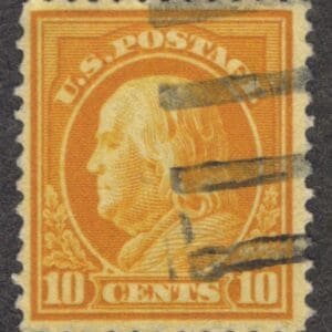 Scott# 416 "FRANKLIN" USED, BAR GRID CANCEL, VERY NICELY CENTERED