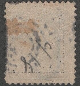 Alternative view of Scott# 418 "FRANKLIN" USED PERF 12, SLWMK WITH A BULLSEYE CANCEL