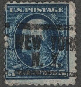 Scott# 428 "WASHINGTON" USED, PERF 10, SLW, NEW YORK PRECANCEL