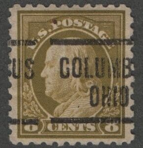 Scott# 431 "FRANKLIN" USED PERF 10, COLUMBUS OHIO PRECANCEL