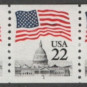 Scott# 2115A "FLAG OVER CAPITAL" PNC5, PLATE #1, NARROW BLOCK TAGGING