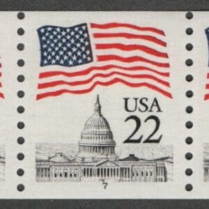 Scott# 2115A "FLAG OVER CAPITAL" PNC5, PLATE 7, NARROW BLOCK TAGGING