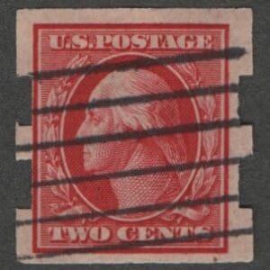 Scott# 384 "WASHINGTON" USED, SCHERMACK TYPE III, BAR GRID CANCEL