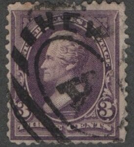Scott# 253 "JACKSON" USED, NO WATERMARK, REGISTRATION CANCEL