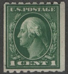 Scott# 410 "WASHINGTON" MINT HORIZ. COIL SINGLE LINE WATERMARK