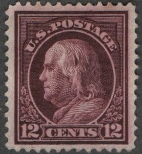 Scott# 417 "FRANKLIN" MINT PERF 12, SLWMK, NICELY CENTERED