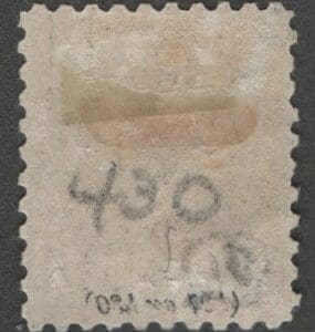 Alternative view of Scott# 430 "WASHINGTON" MINT, NOTATIONS ON BACK * SALE PRICED *